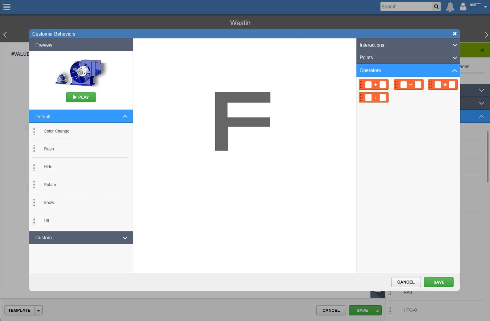 The Scratch-inspired Logic Builder — behavior blocks, operators, and a live preview