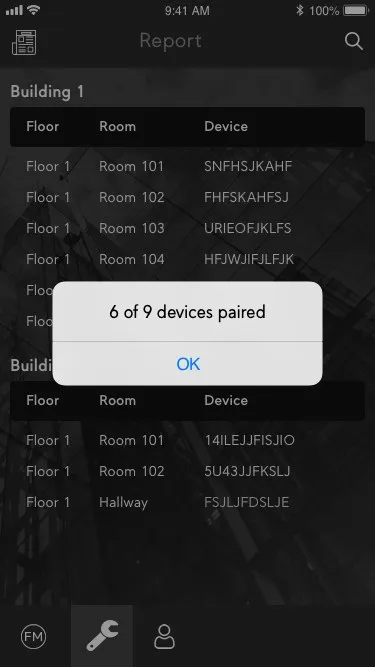 Technician mobile app — device paired confirmation