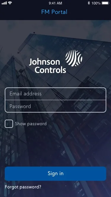 Technician mobile app — sign in