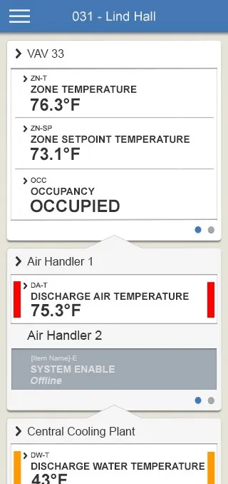Metasys UI mobile — space navigation