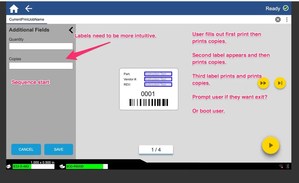 Populating a template’s fields on-screen