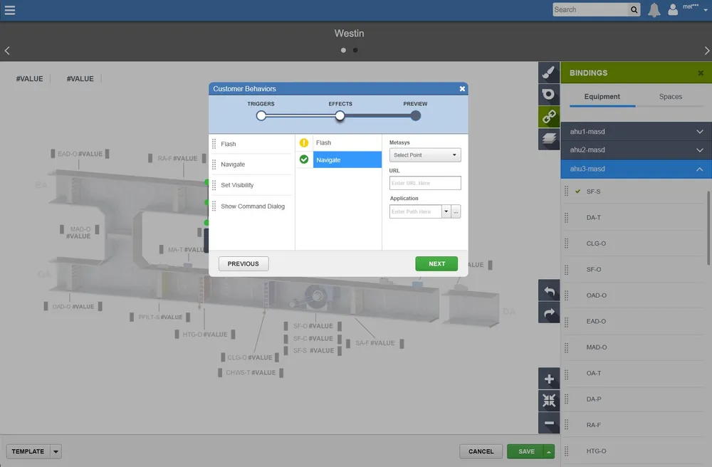 Custom Behaviors wizard — configuring effects